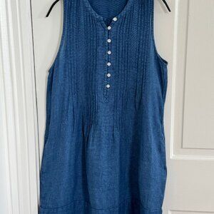 Faherty Indigo Blue Sleeveless Dress, Size Medium